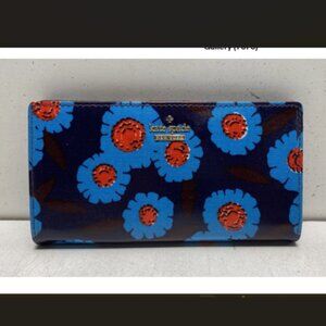 Kate Spade STORYBOOK Cameron Street Tangier Floral Lacey Wallet Peacock Blue EUC